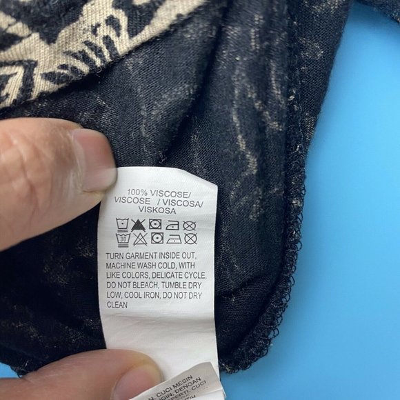 Lucky Brand Black Tan Boho Print Keyhole Front Top - Picture 12 of 12